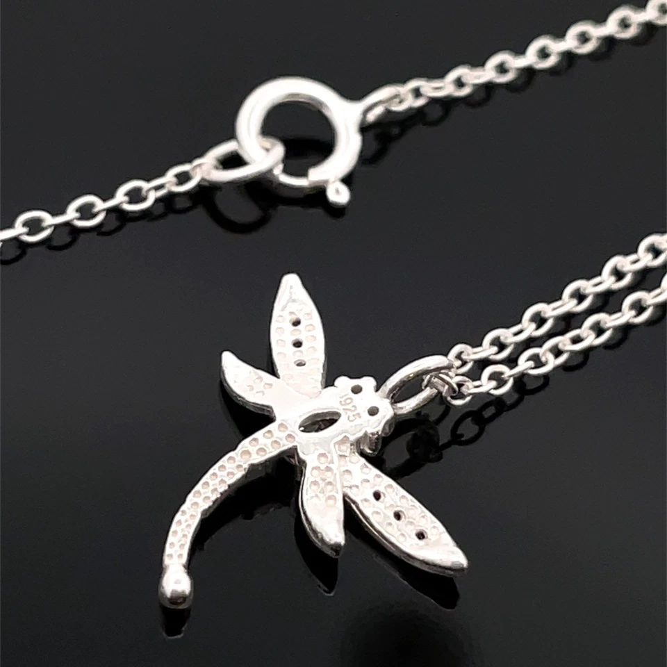 KETTE & ANHÄNGER  LIBELLE AUS 925/- SILBER MIT ZIRKONIA SCHMUCKJAGD - Bild 3 von 4