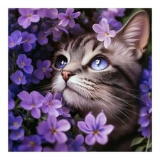 Cat Diamond Art Kits for Adults - 5D Full Drill Round Diamond Painting Kit