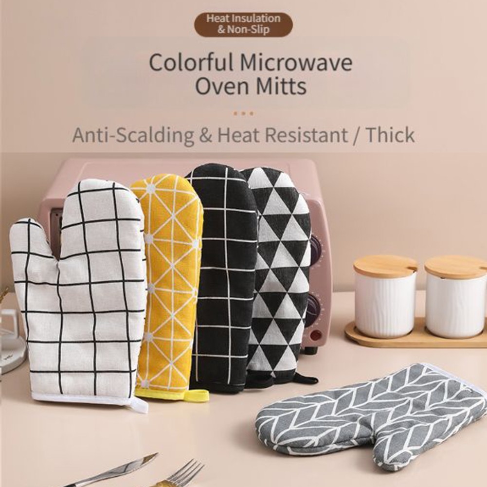 Ofenhandschuhe Hitzebeständige Baumwoll Leinen Handschuhe zum Kochen zum Backen