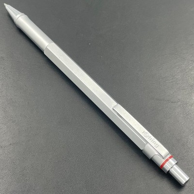 Vintage rOtring Newton Ballpoint Pen Silver Metal Push Button Rare