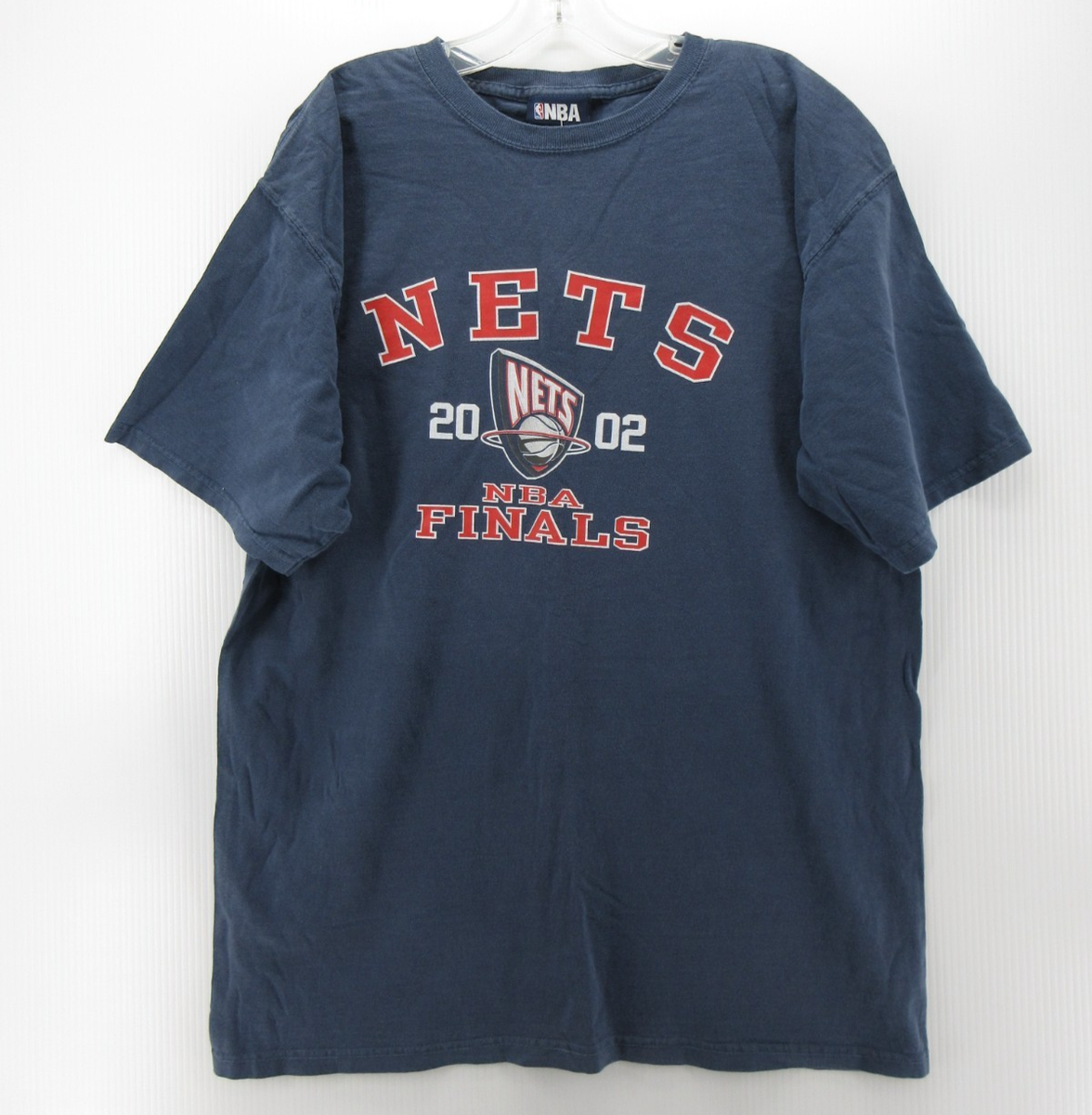 VINTAGE New Jersey Nets Shirt Men Large Blue 2002 NBA Finals