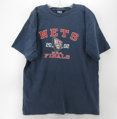 VINTAGE New Jersey Nets Shirt Men Large Blue 2002 NBA Finals