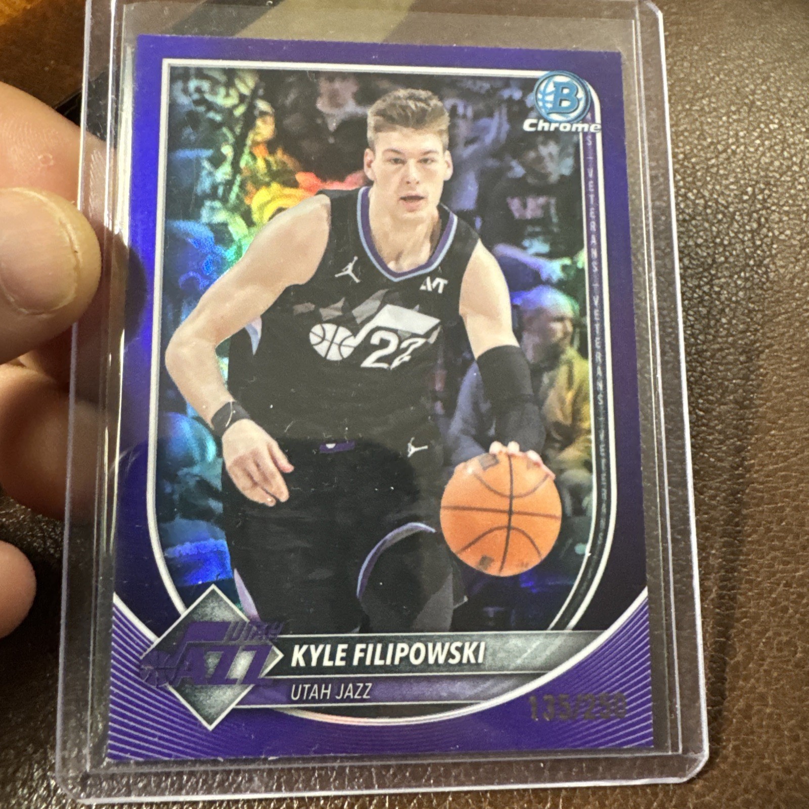 2025-26 Topps Bowman Chrome Kyle Filipowski Purple 135/250 Jazz BCV-113