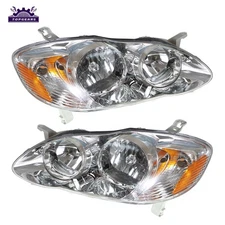 Headlights Pair Fit For Toyota Corolla 2003-2008 Left&Right Chrome Halogen Clear