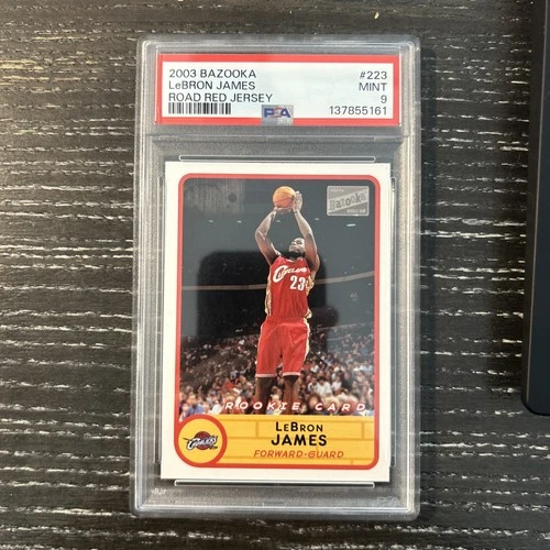 LeBron James Rookie Card 2003-04 Bazooka Road red Jersey #223 PSA 9