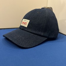 Cappello da baseball nuovo con etichette Levis blu scuro indaco denim regolabile taglia unica 