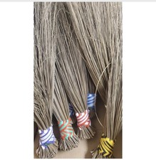 Natural Straw Soft Broom with Colored Bands Traditional Hand Broom