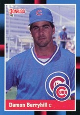 Damon Berryhill Baseball Card Rookie Card Chicago Cubs Leaf 639 Don Russ 1988 . rookie card picture