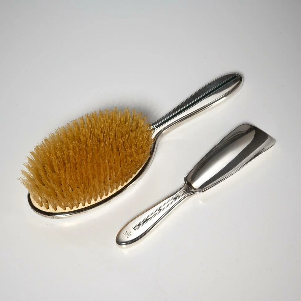 Conjunto de penteadeira Tiffany and Co Art Deco prata esterlina esmalte 3 peças vintage - Imagem 2 de 4