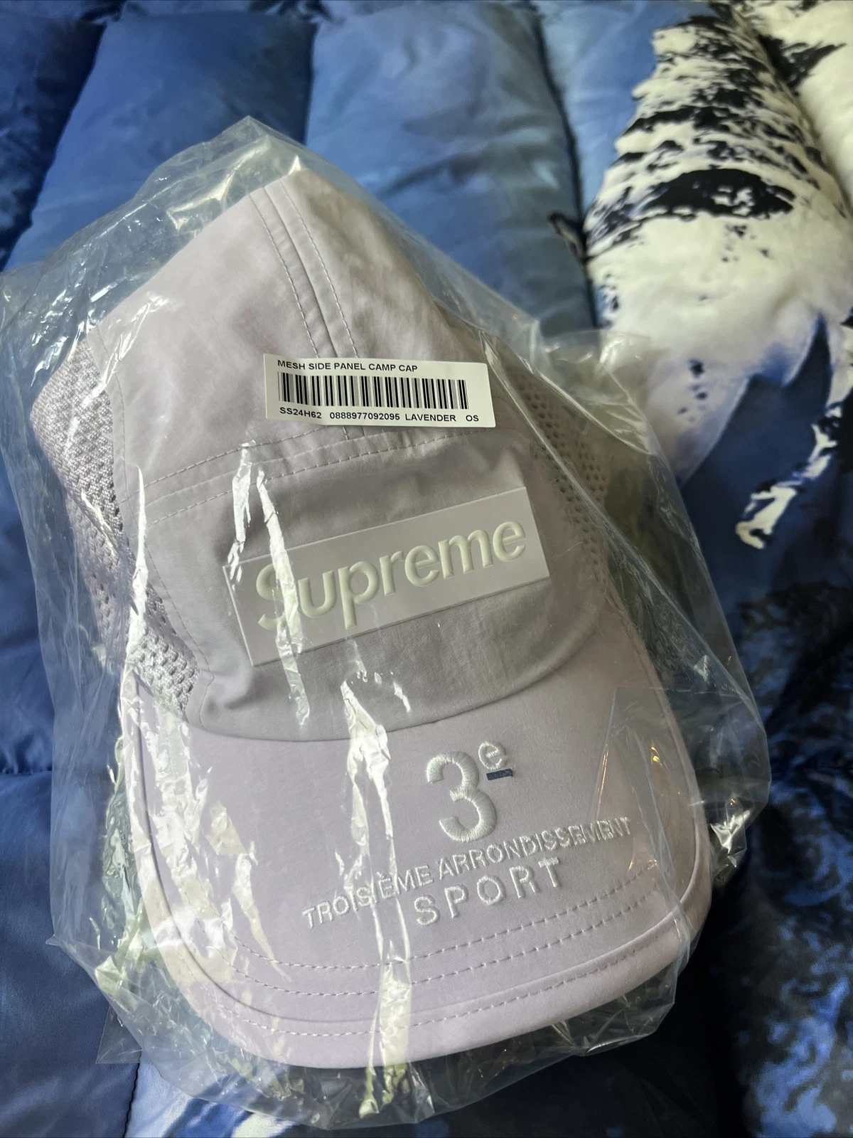 Casquette/chapeau de camp panneau latéral en maille suprême SS24 OS Lavande 