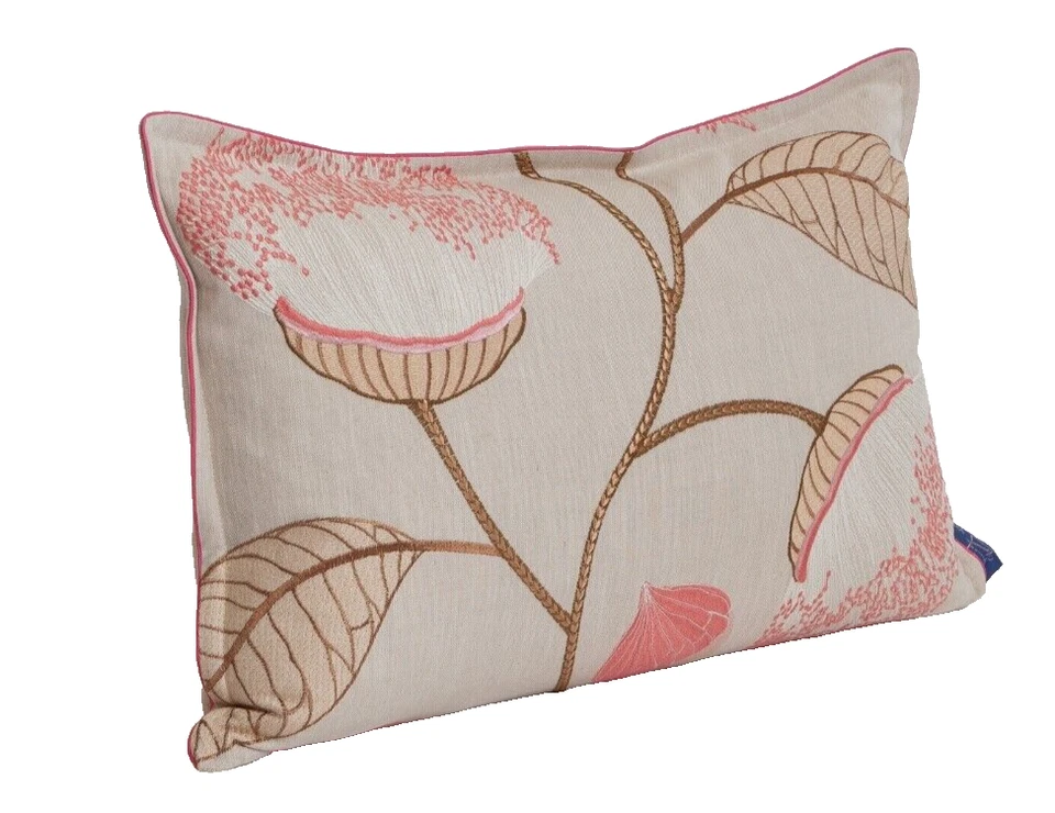 14x22" Lumbar Luxury Decorative Throw Pillow Cover Schumacher Celinda Embroidery - Image 2 of 4