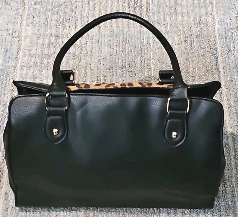 De Colección Christian Soriano Leopardo Negro Imitación Cuero Cartera Bolso de Hombro 13X10X5 Raro Foto 4 de 4