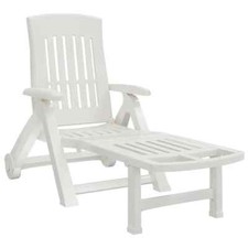Folding Sun Lounger Plastic Garden Chair Sunbed Outdoor Sunlounger Recliner