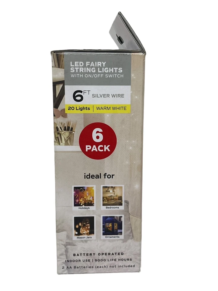 Feit Electric 20-Light 6 Ft. Indoor LED Silver Wire Warm White Battery Operated - Image 4 of 4