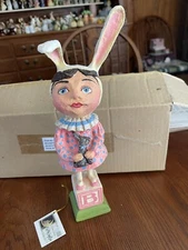 Bethany Lowe Debra Schoch Bunny Girl On Block 12 1/4”Retired Easter