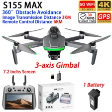 S155 MAX Drone GPS FPV 6KM 3-axis Gimbal 2.7K HD Camera 360° Obstacle Avoidance