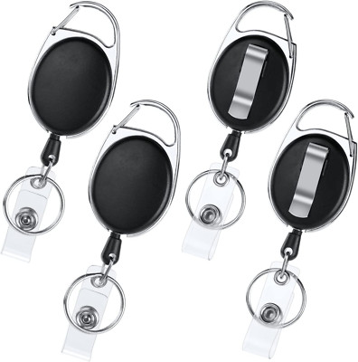 Schlüsselanhänger ausziehbar   4er Set Schlüsselrolle mit Clip & Ring