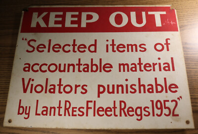 KEEP OUT Sign US Navy Vintage Cardboard Atlantic Reserve Fleets Wall Posted