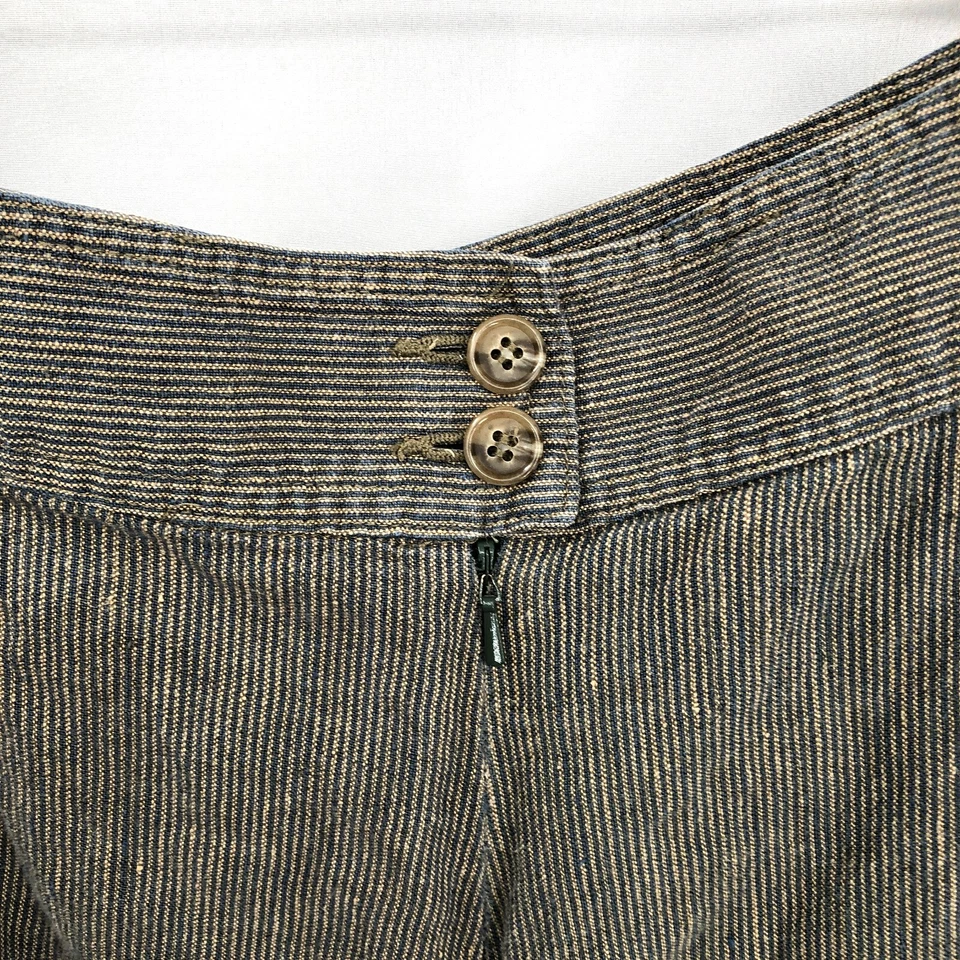 Pantalón de lino CAbi frente plano pierna recta pantalones rayas lagenlook pierna ancha 12 Foto 4 de 4