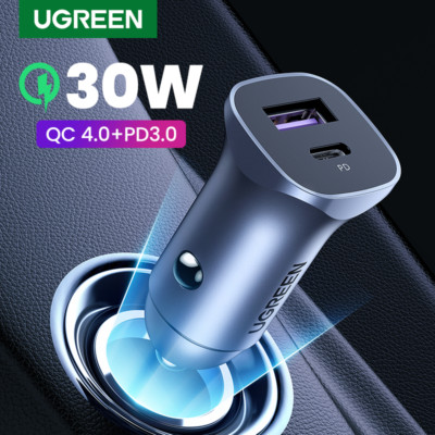 UGREEN 30W USB Car Charger Dual Ports PD Fast Charger for iPhone & Android