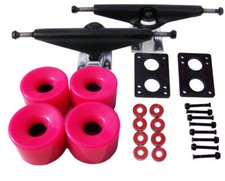 LONGBOARD Skateboard 6.0 BLACK TRUCKS 70mm PINK WHEELS
