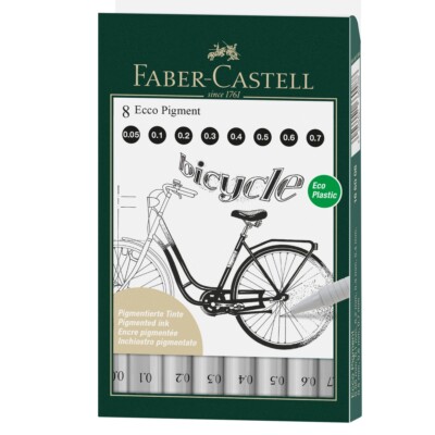 (1,93 /Stück) Ecco Pigment 8er-Set im Etui Faber-Castell 166008