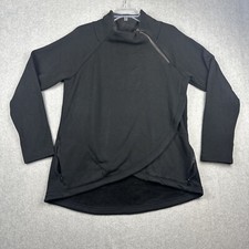 Athleta Pullover Women M Black Cozy Karma Asym Sweatshirt Zip Stretch Athleisure