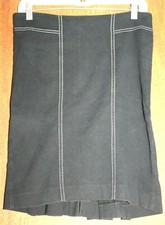 bebe Cotton/Rayon Blend Black Pleated Back Knee Length Straight Skirt 4