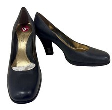 New Vintage Kenneth Cole Black Smooth Operator Heels Pumps Black Leather 9.5