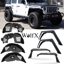 Front & Rear Fender Flares+Inner Fenders Liners for 18-24 Jeep Wrangler JL Steel
