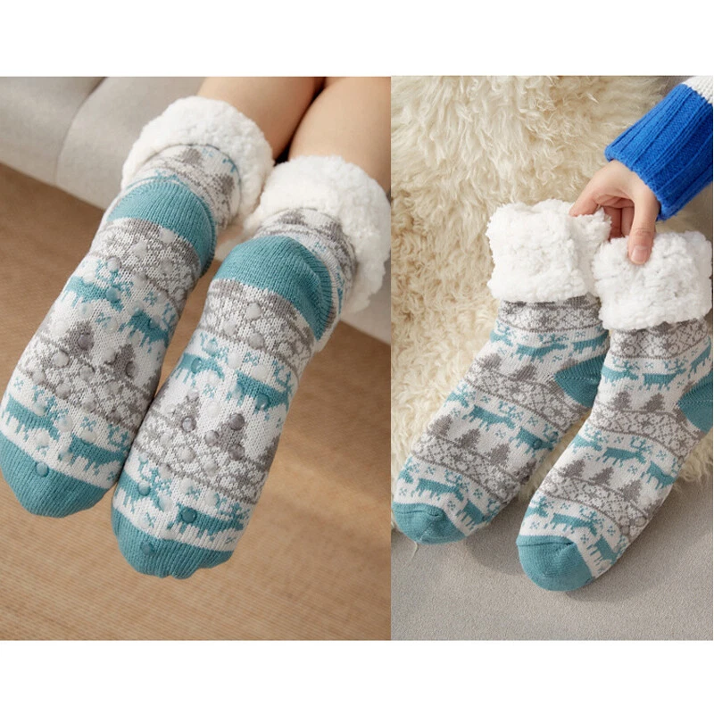 Women's Slipper Socks Warm Fuzzy Fleece-lined Indoor Anti-Skid Floor Socks Gift - Image 3 of 4