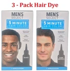 3 Pack Mens Select Hair Color Dye Black or Dark Brown 5 Minute Gel Men Coloring
