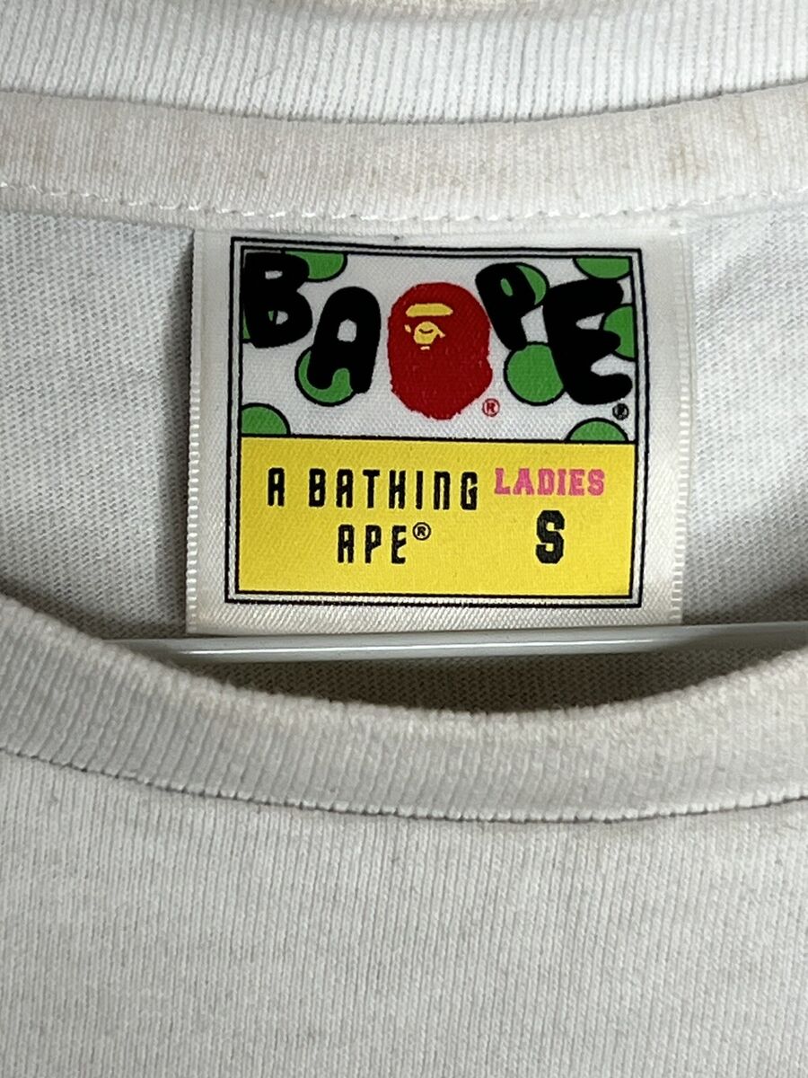 BAPE S 码花卉迷彩大猿头沐浴猿白色T 恤带包| eBay