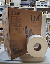 Solaris Livi VPG 23501 Plain Jumbo Bath Tissue Paper, 2 Ply, White  Pack of 12
