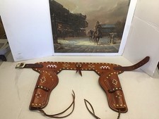 Hubley Colt 44/45 Cap Gun Holsters Wood Bullets Holders, Sharp Rig