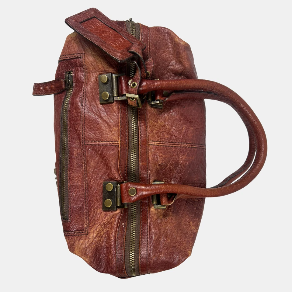 Diesel Vintage Leather Duffle Bag Brown Distressed Weekender Travel Carryall - Image 4 of 4