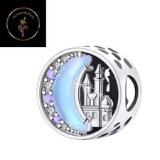 🩷 Moon & Castle Moonstone Bead Charm S925 Genuine Sterling Silver 🩷 