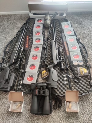 Hastan PCP 0.30 & 0.25 with accessories, pump, air tank, scopes, cases & pellets