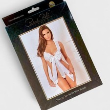 Rene Rofe White Unwrap Me Satin Bow Teddy NWT Size M/L