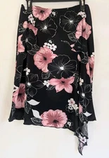 CDW Creative Design Works Skirt Women L Black Pink Asymmetrical USA  NWT