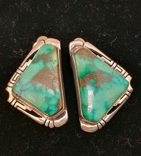 Jerry T. Nelson Navajo Turquoise Sterling Silver 925 Clip On Quality Earrings