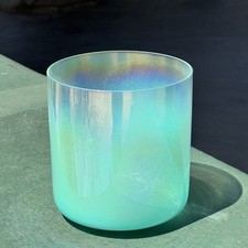 Green Cosmic Light F Note Heart Chakra Clear Crystal Singing Bowl  5.7'' +Bag