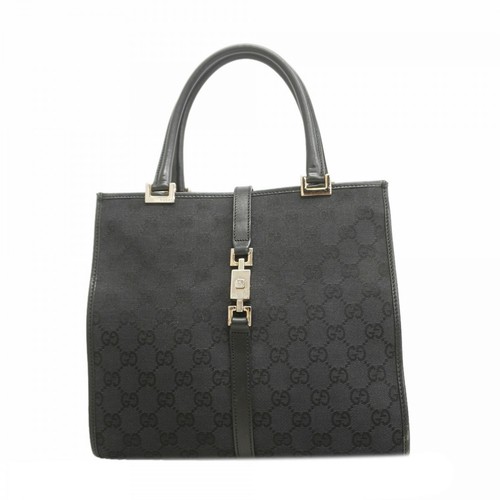 GUCCI Hand Bag GG Canvas Jackie 002 1065 Canvas Black Silver Hardware 597545