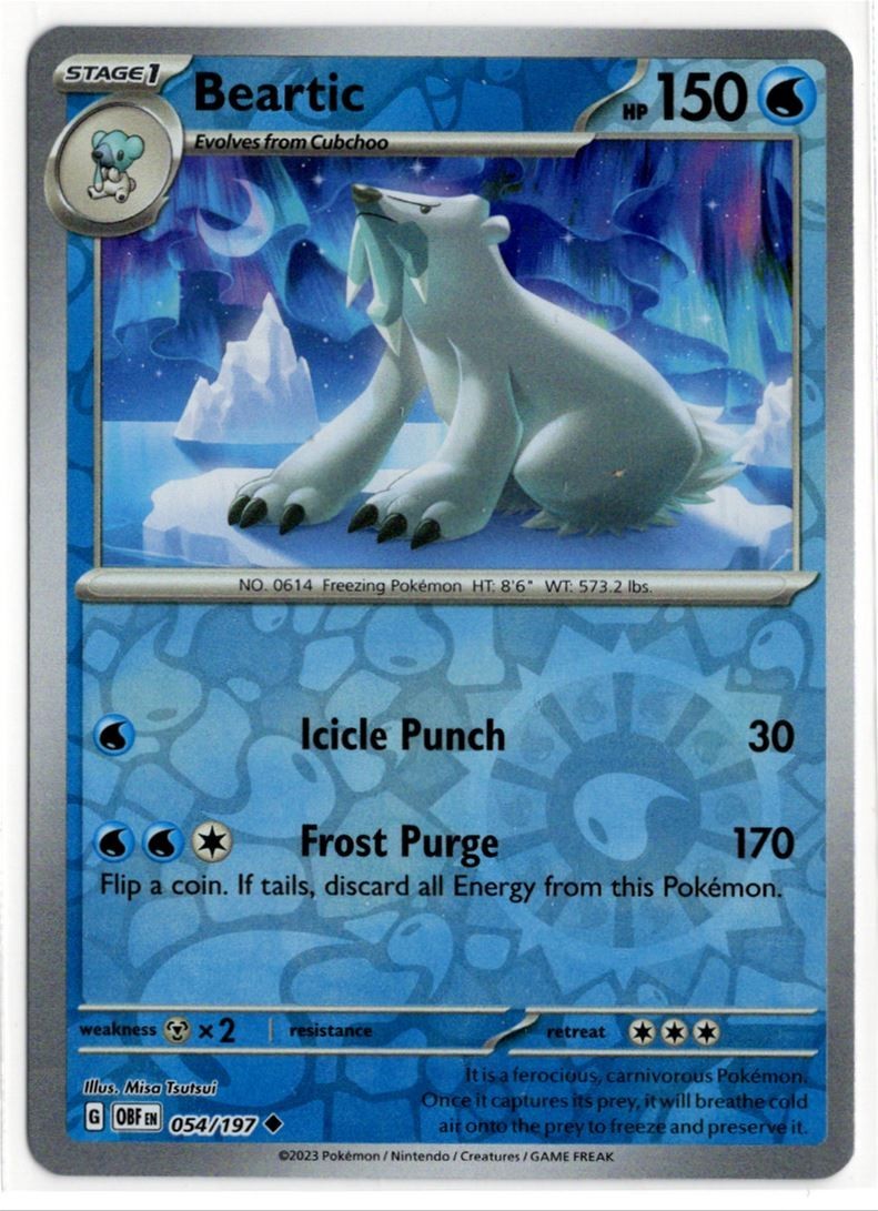 Pokemon Obsidian Flames Reverse Holo 054/197 Beartic