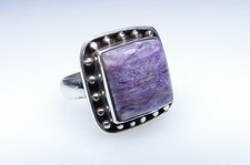 Sterling Silver Ring w Square Purple Quartz Stone sz 7 3/4