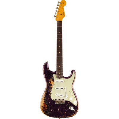 Fender 1961 Stratocaster SHRL RW Aged Magenta Sparkle over 3-Color Sunburst -