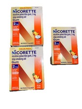 3 Pack Nicorette Gum 2mg Fruit Chill Gum 2 160-1 100 420 total 7/28
