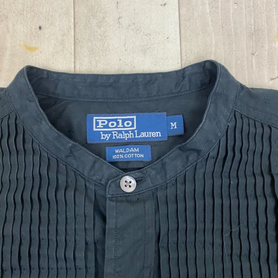 Vintage Ralph Lauren Polo Chemise De Soirée Habillée Noire M Cufflink - Photo 3/4