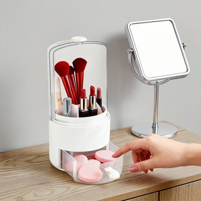 Makeup Brush Organizer, Storage Organizer with Cover for Cosmetic Brushes