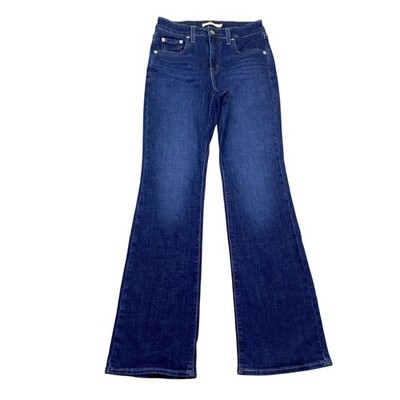 Levis 725 High Rise Bootcut Jeans Dark Wash Blue Denim Size 26 Womens Western